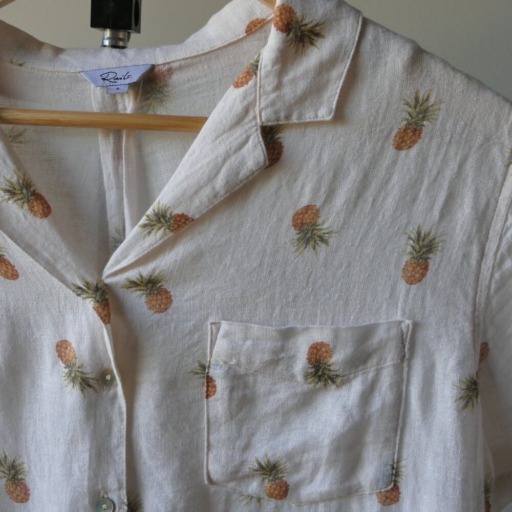 Rails S Linen Pineapple Button Down Blouse - image 5